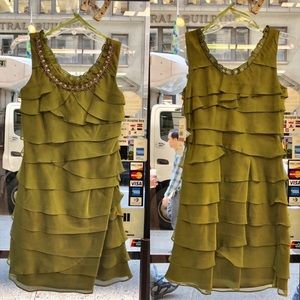 Layered tiered green cocktail dress